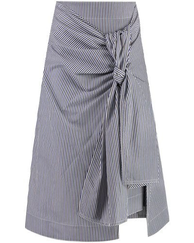 Bottega Veneta Cotton And Linen Skirt - Gray