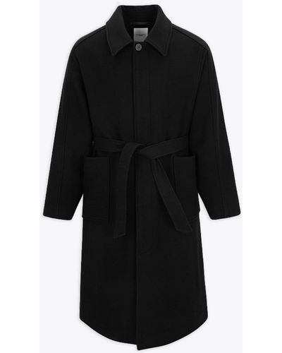 LE 17 SEPTEMBRE Balmacaan Coat Black Wool Belted Coat - Balmacaan Coat