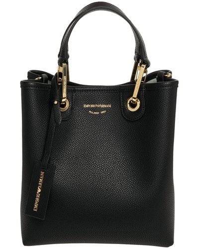 Giorgio Armani Vertical Shopping Bag With Logo - Black