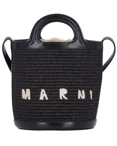 Marni Small Bucket Bag Tropicalia - Black