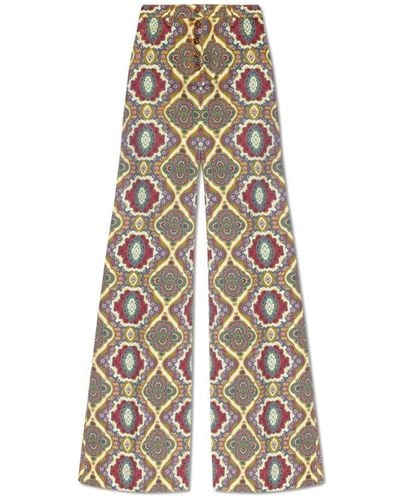 Etro Decorative Printed Flared Trousers - White