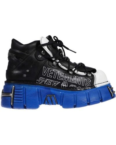 Vetements Leather Platform Sneakers - Blue