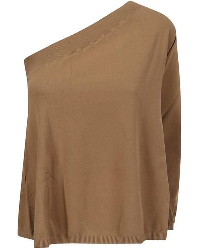ArchivioB Viscose One-Shoulder Sweater - Brown