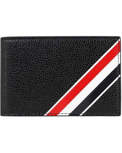 Thom Browne Leather Flap-Over Wallet - Black