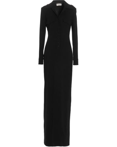 Saint Laurent Double Sablè Long Dress Dresses - Black