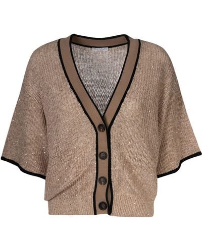 Brunello Cucinelli Ribbed Cropped Cardigan - Natural