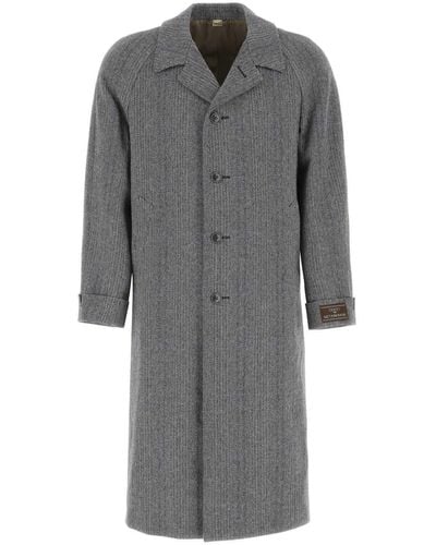 Gucci Embroidered Wool Blend Coat - Grey