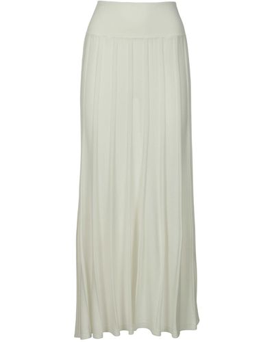 Malo Stripe Patterned Straight Skirt - White