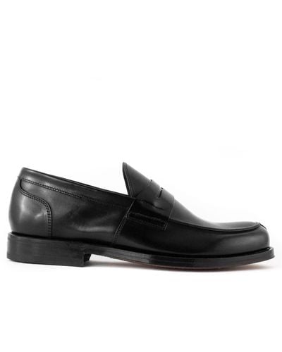 Green George Leather Loafer - Black