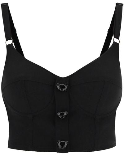 Moschino Bustier Top With Teddy Bear Buttons - Black