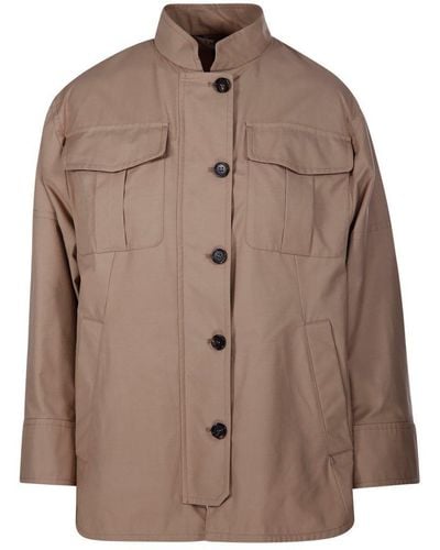Max Mara Buttoned Long-Sleeved Jacket - Brown