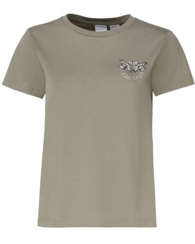 Pinko Love Birds Mini Logo Embroidery T-shirt - Gray