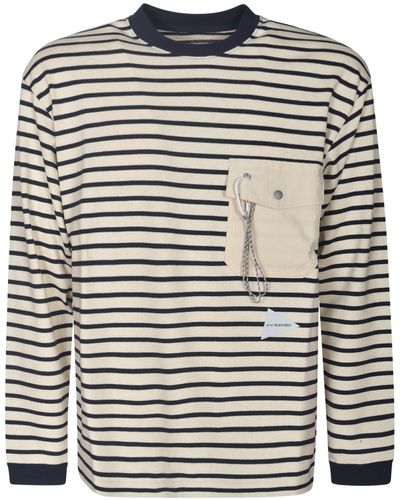 and wander Stripe Sweatshirt - Grey
