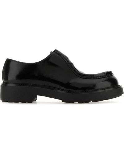 Prada Leather Diapason Lace-Up Shoes - Black