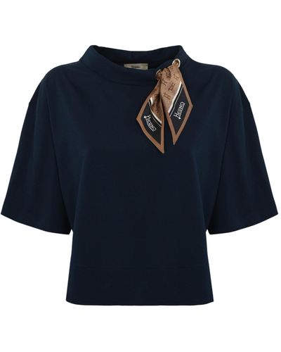 Herno T-Shirt With Cotton Scarf - Blue