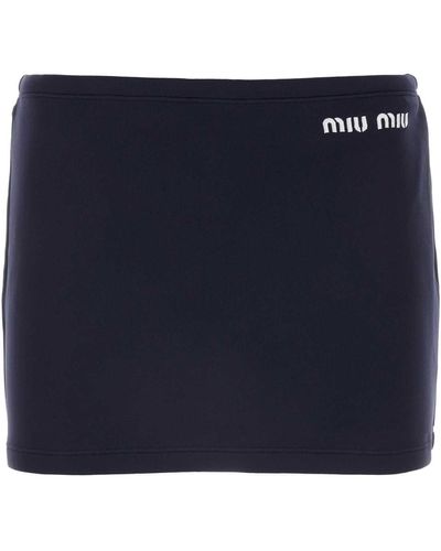 Miu Miu Stretch Nylon Mini Skirt - Blue