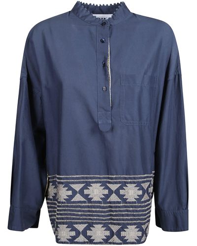Bazar Deluxe Ruffle Collar Shirt - Blue