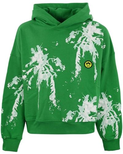 Barrow Cotton Sweatshirt With 3D Palms Print - Green