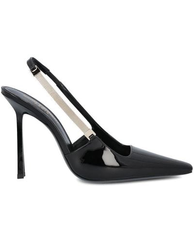 Saint Laurent Square Pointed Toe Slingback Court Shoes - Black