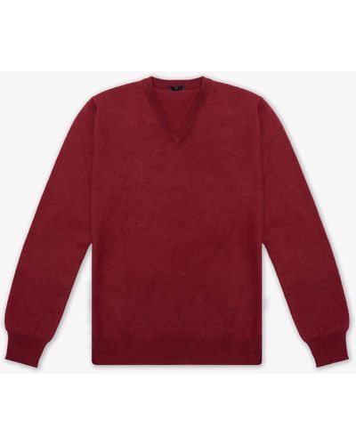 Larusmiani V-Neck Sweater Bachelor Sweater - Red