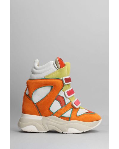 Isabel Marant Balskee Trainers In Orange Suede And Leather