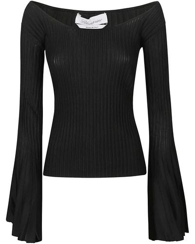 Blumarine Pleated Sweater - Black