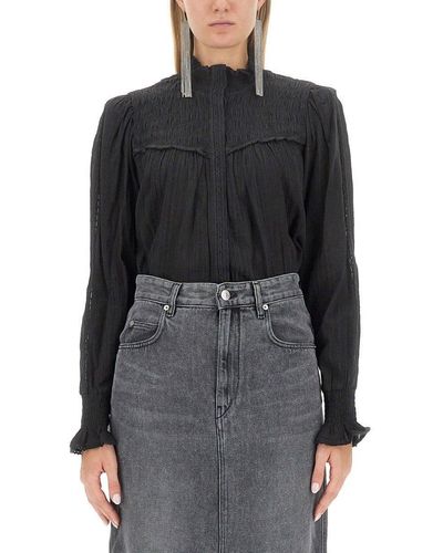 Isabel Marant Ruffle-Detailed High Neck Shirt - Black