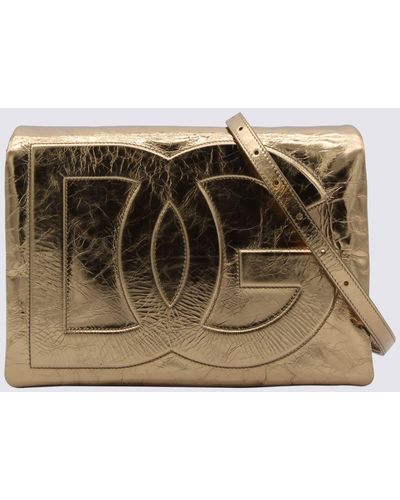 Dolce & Gabbana Metal Leather Dg Logo Soft Crossbody Bag - Metallic