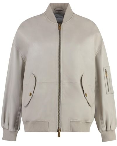 Pinko Monterosi Leather Jacket - Gray