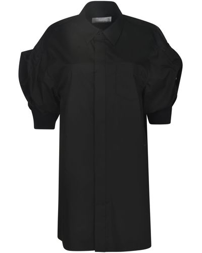 Sacai Short Sleeved Shirt Dress - Black