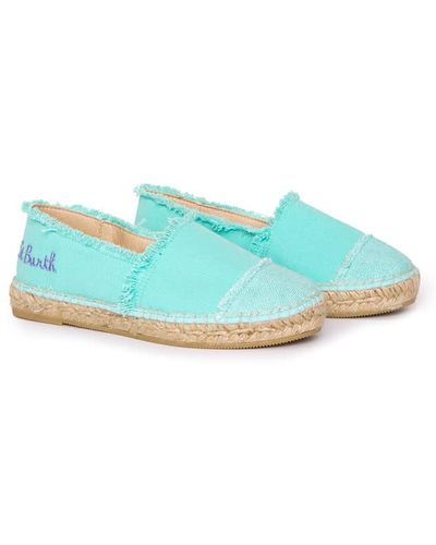 Mc2 Saint Barth Water Canvas Espadrillas With Embroidery - Blue