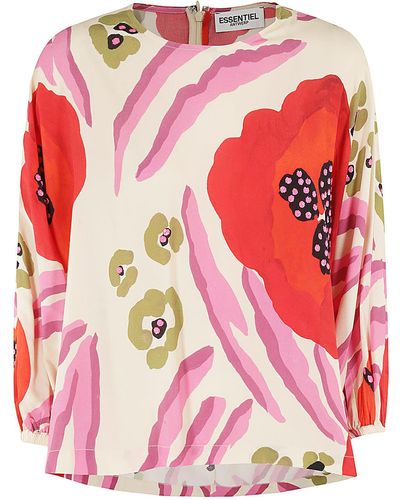 Essentiel Antwerp Flowerpower Puff Sleeve Top - Pink