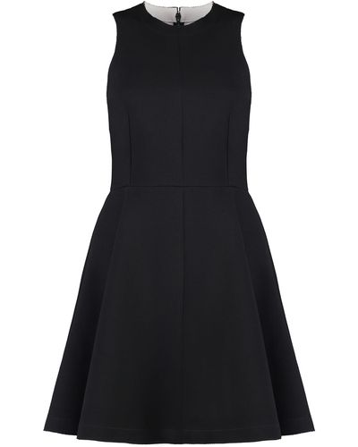 Ami Paris Flared Crèpe Dress - Black