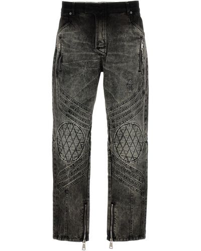 Balmain Bleached Motor Denim Jeans - Gray