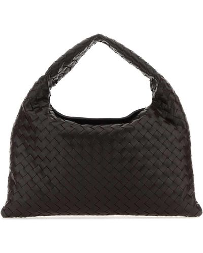 Bottega Veneta Dark Leather Small Hop Shoulder Bag - Black