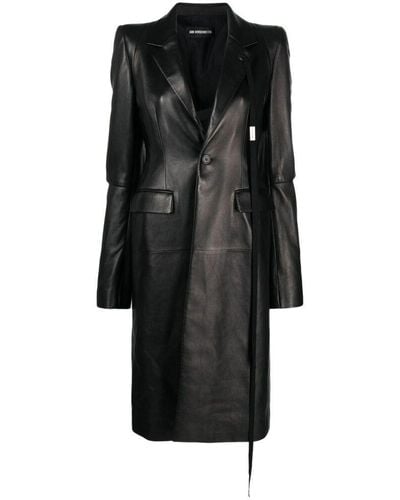 Ann Demeulemeester Collared Buttoned Coat - Black