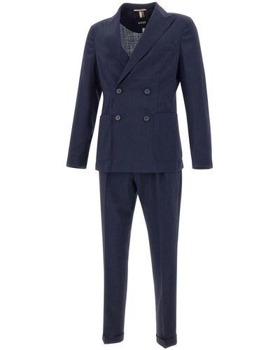 BOSS C-Hanry Fresh Wool Two-Piece Suit - Blue