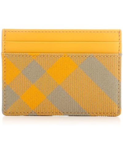 Burberry Wool And Leather Card Holder - Orange