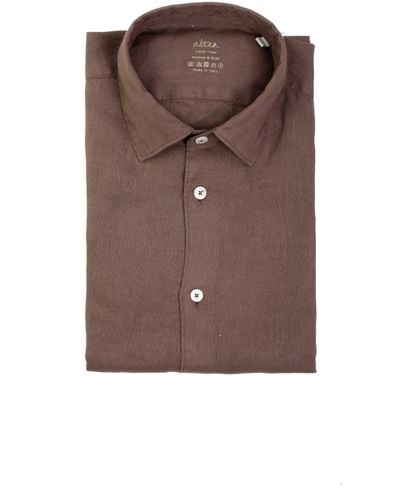 Altea Slim Fit Linen Shirt - Brown