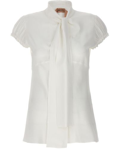 N°21 Lavaliere Silk Blouse Shirt, Blouse - White
