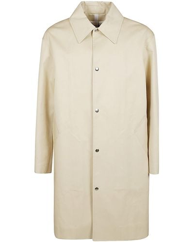 Ami Paris Rear Slit Plain Buttoned Coat - Natural