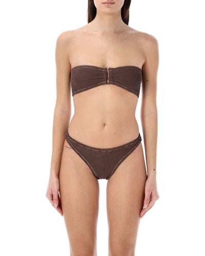 Reina Olga Ausilia Scrunch Bikini Set - Brown