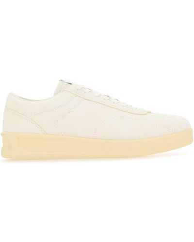 Jil Sander Ivory Suede Trainers - White