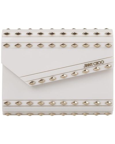 Jimmy Choo Milk Candy Clutch Bag With Golden Studs - White
