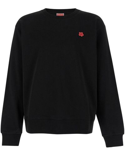 KENZO Black Sweater With Boke Flower Patch In Cotton Man