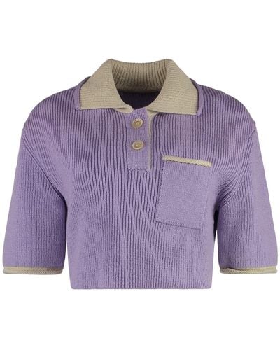 Jacquemus Maille Arco Knitted Polo Shirt - Purple