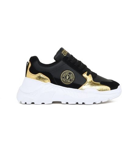 Versace Leather Platform Sneakers With V Logo - White