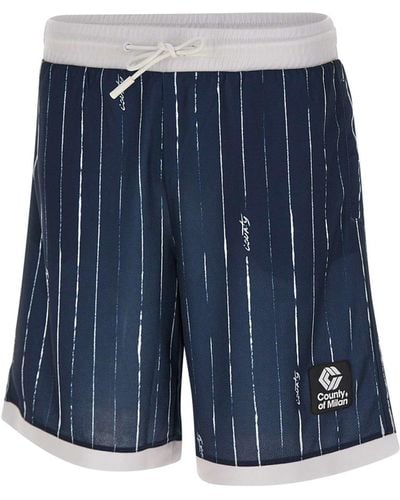 Marcelo Burlon County Pinstripes Shorts - Blue