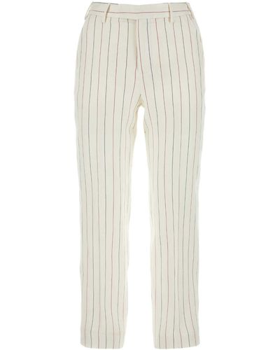 PT01 Embroidered Linen Blend Pant - White