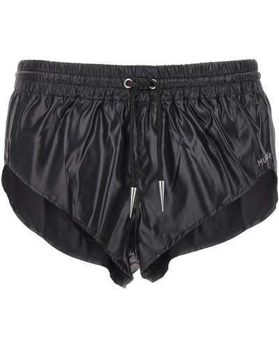 Mugler Shiny Effect Fabric Swimsuit Shorts Bermuda, Short - Black